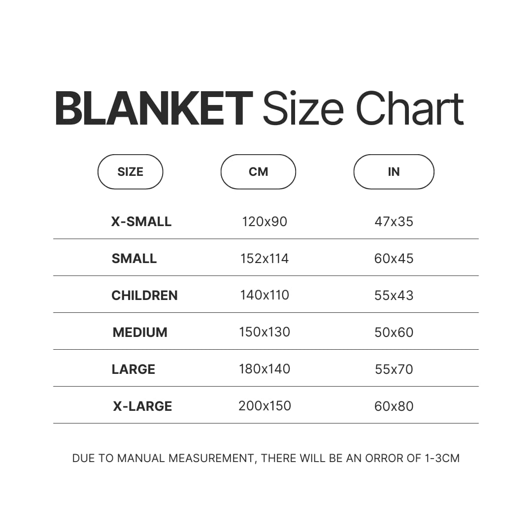 Blanket Size Chart - Armored Core Store
